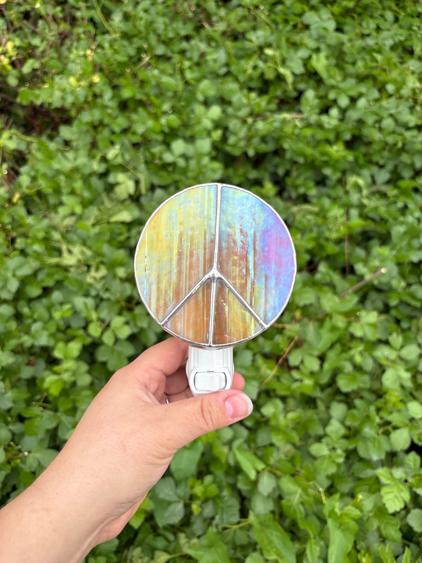 Peace Sign Stained Glass Night Light