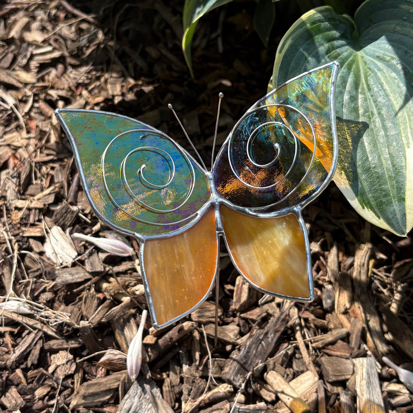 Butterfly Stained Glass Garden Stake