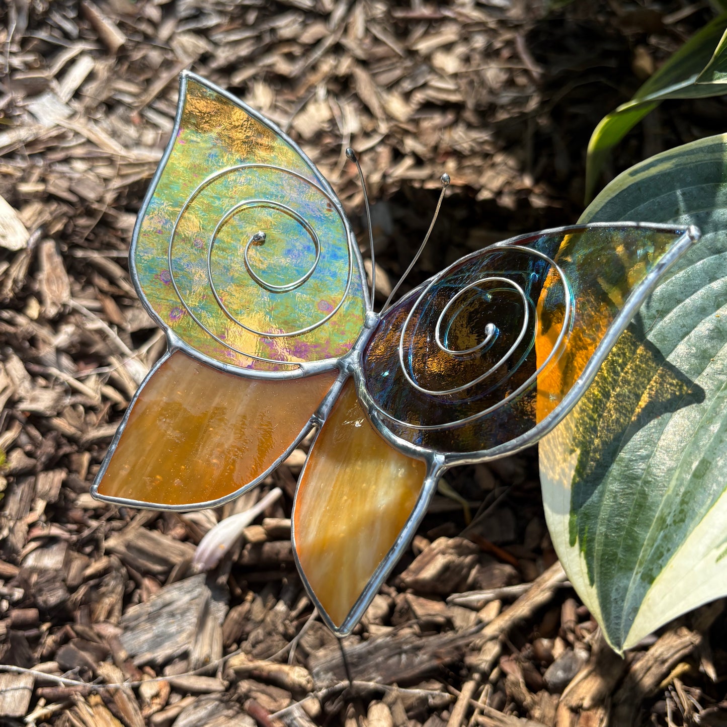 Butterfly Stained Glass Garden Stake