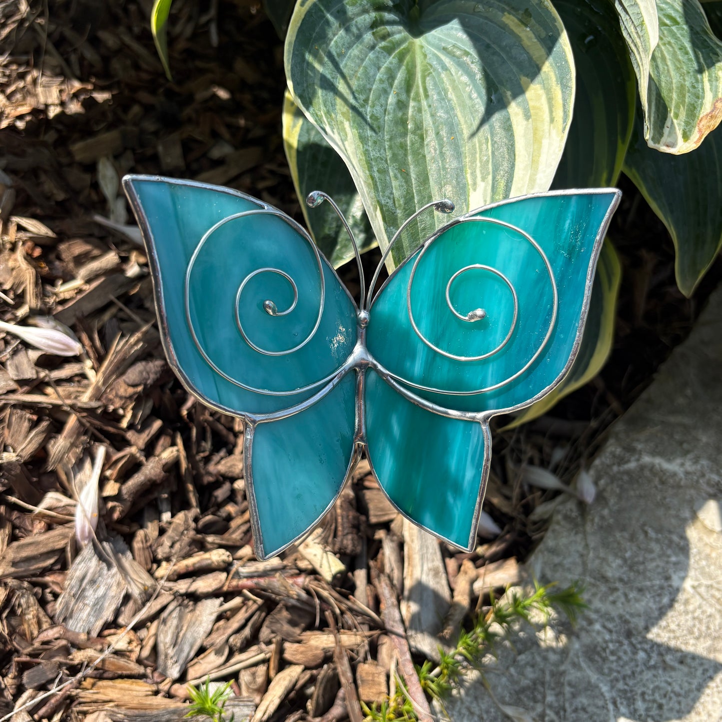 Butterfly Stained Glass Garden Stake