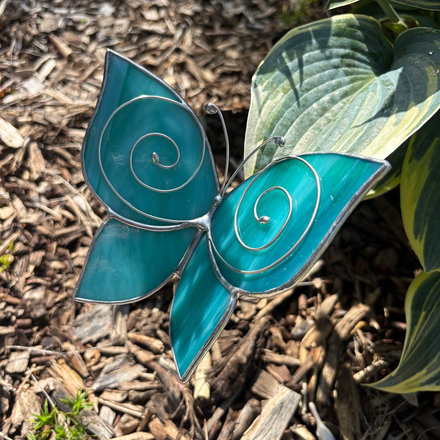 Butterfly Stained Glass Garden Stake