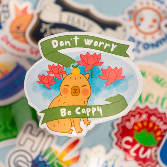 Don't Worry, Be Cappy Sticker