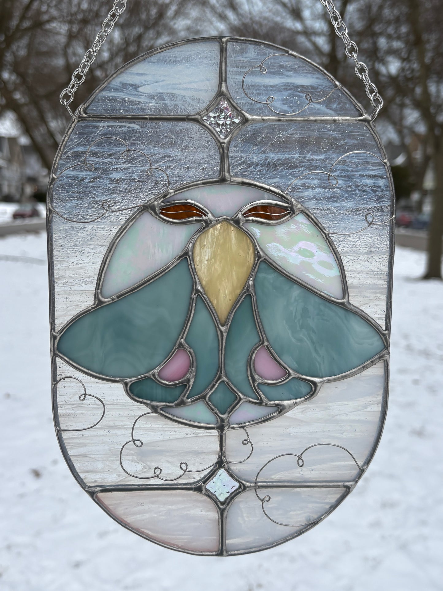 Lunar Moth Stained Glass Suncatcher