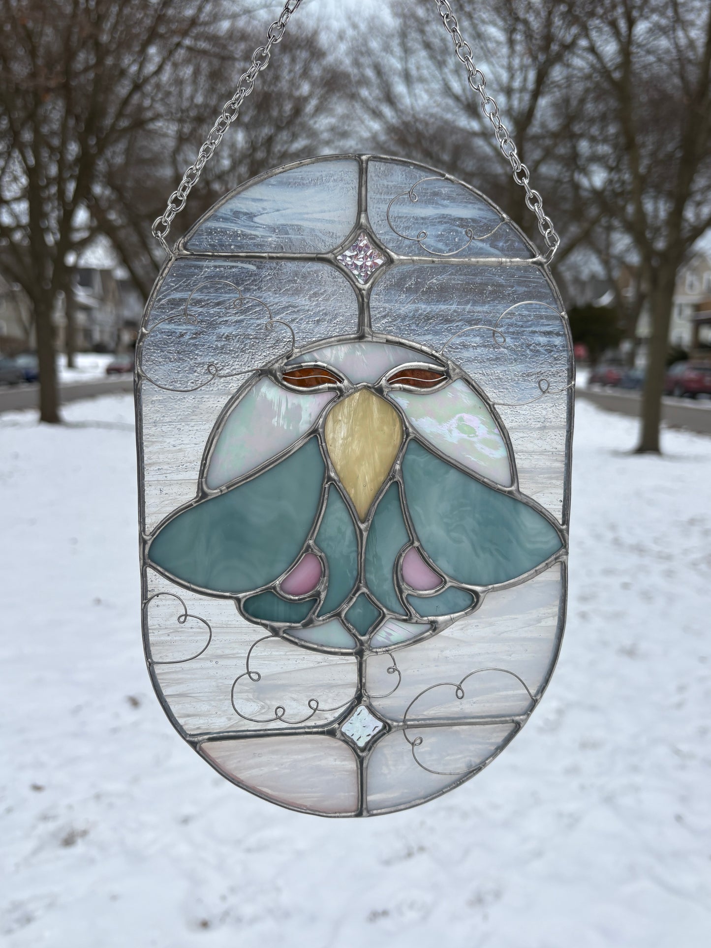 Lunar Moth Stained Glass Suncatcher