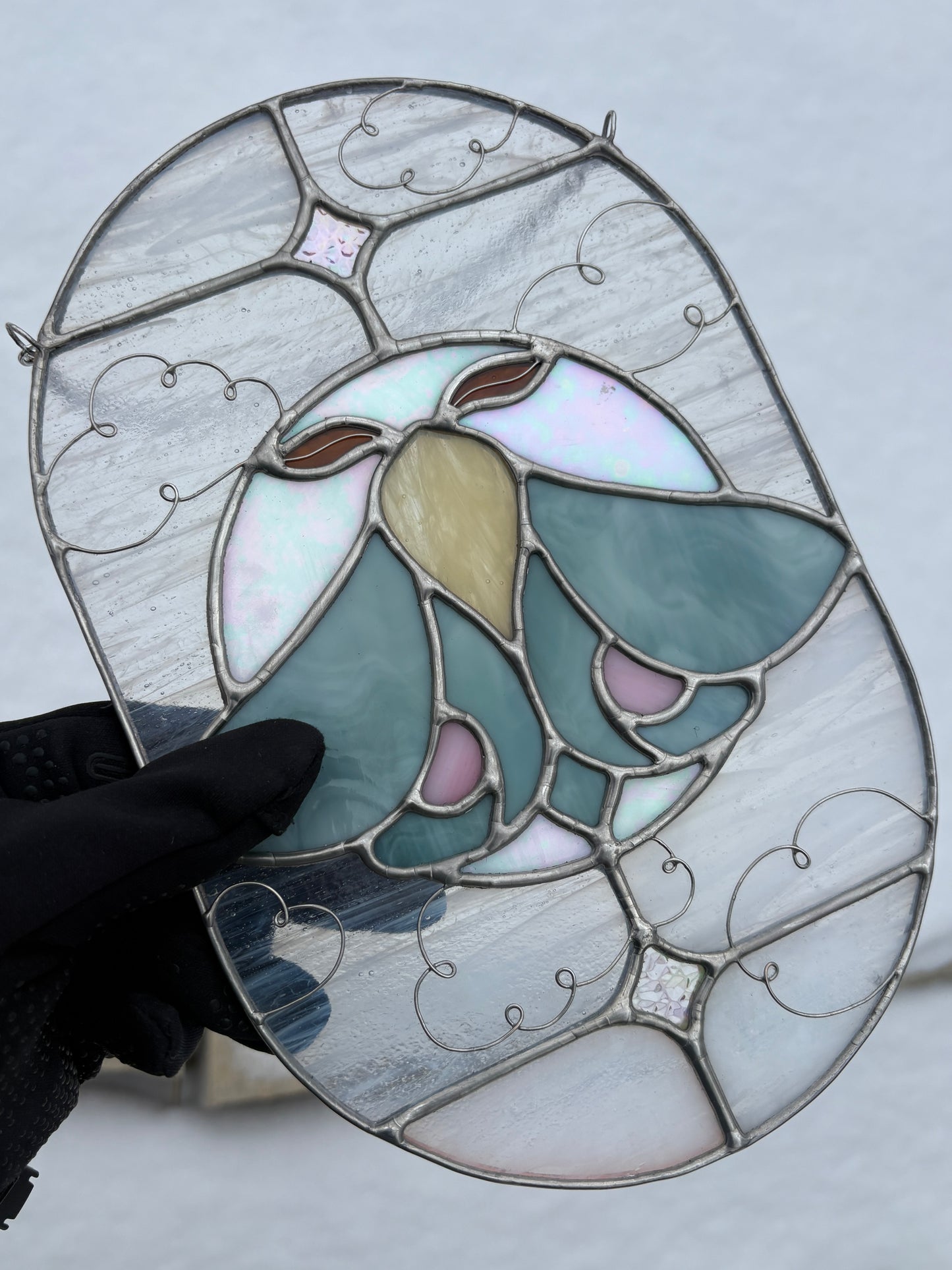 Lunar Moth Stained Glass Suncatcher