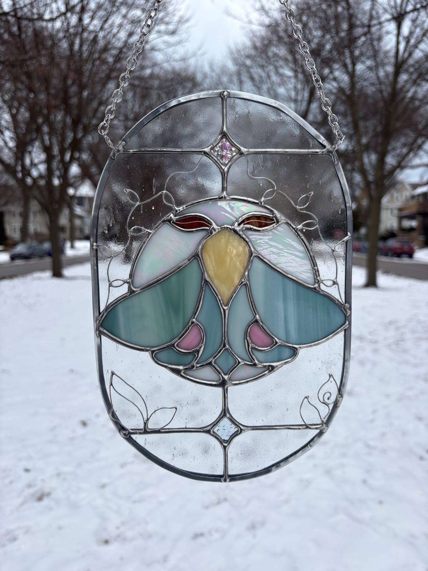 Lunar Moth Stained Glass Suncatcher