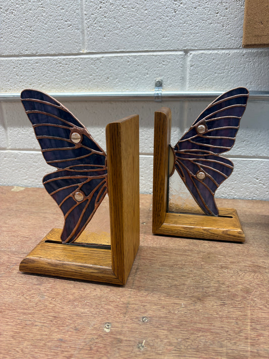 Butterfly Wing Stained Glass Bookends