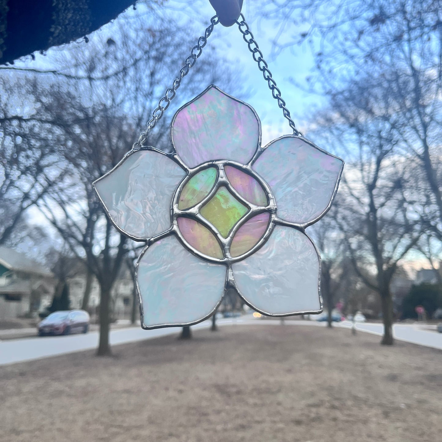 White and Yellow Flower Stained Glass