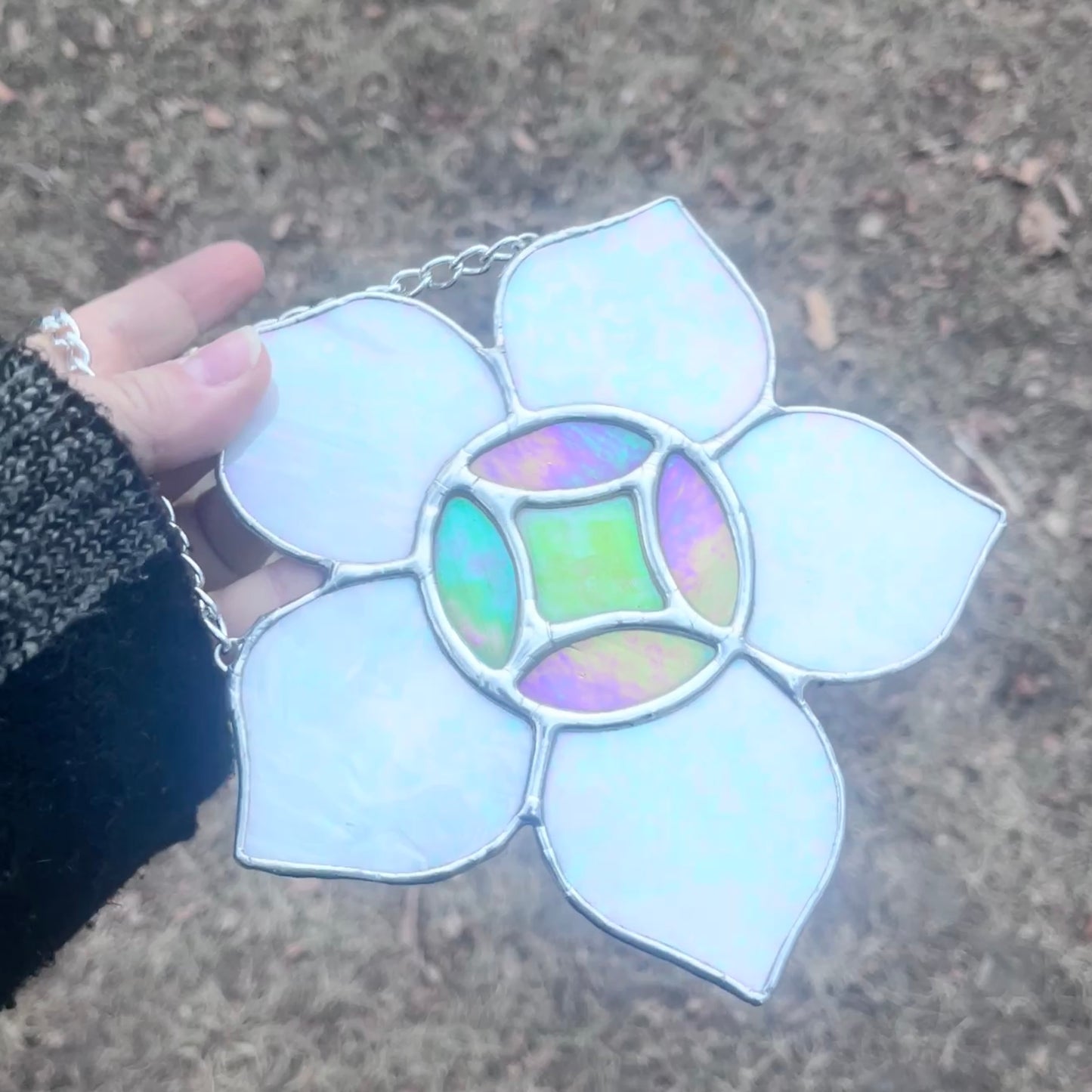 White and Yellow Flower Stained Glass