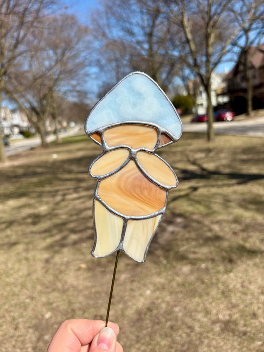 Little Mushie Guy Stained Glass Garden Stake