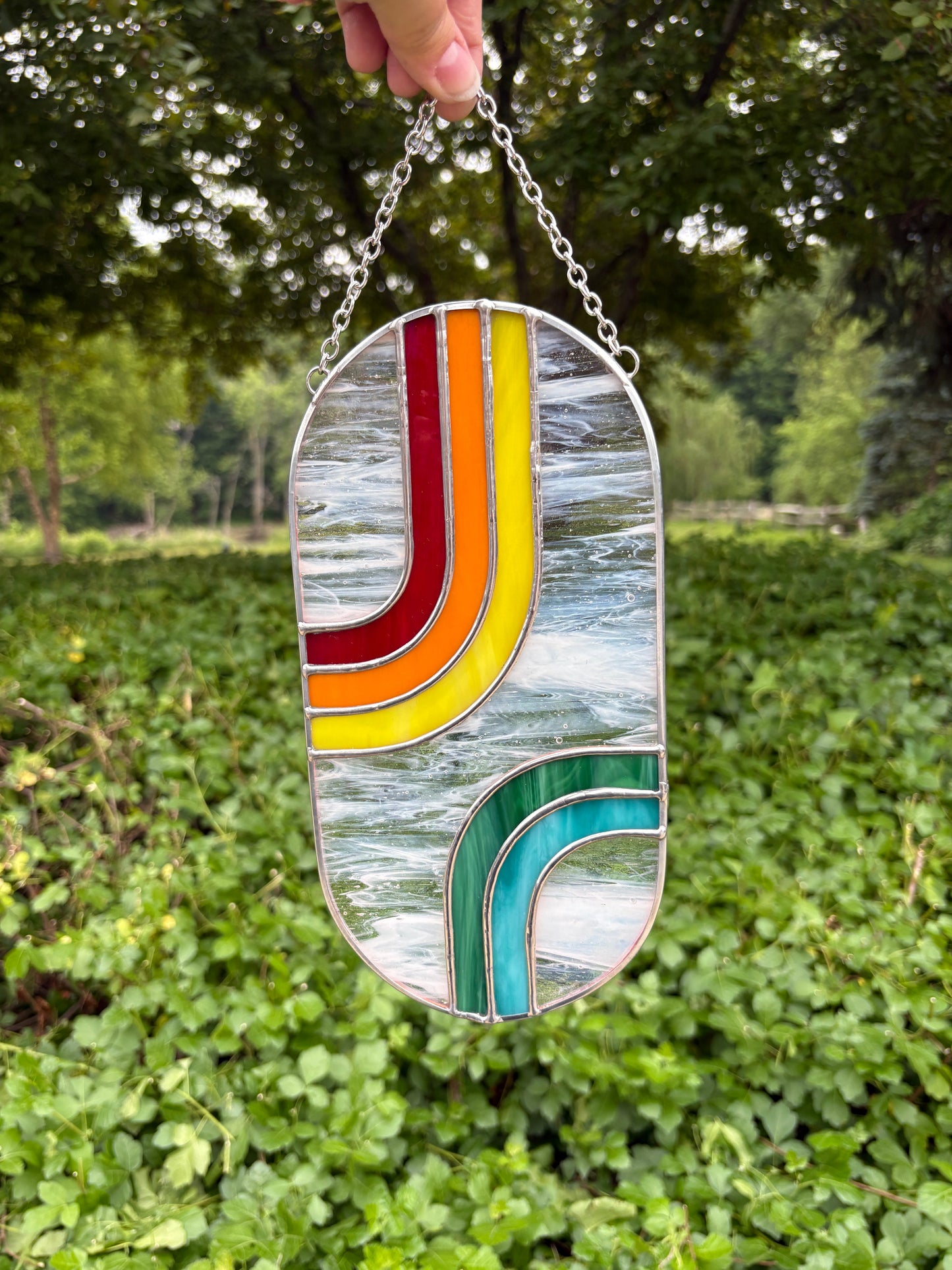 Rainbow Pride Retro Suncatcher Stained Glass