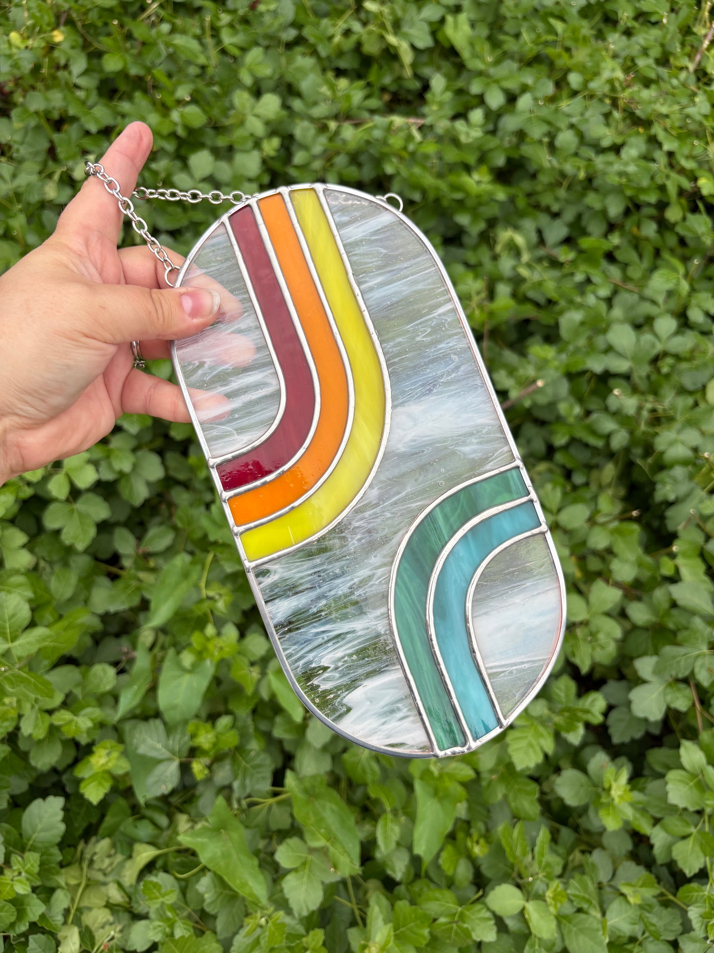 Rainbow Pride Retro Suncatcher Stained Glass