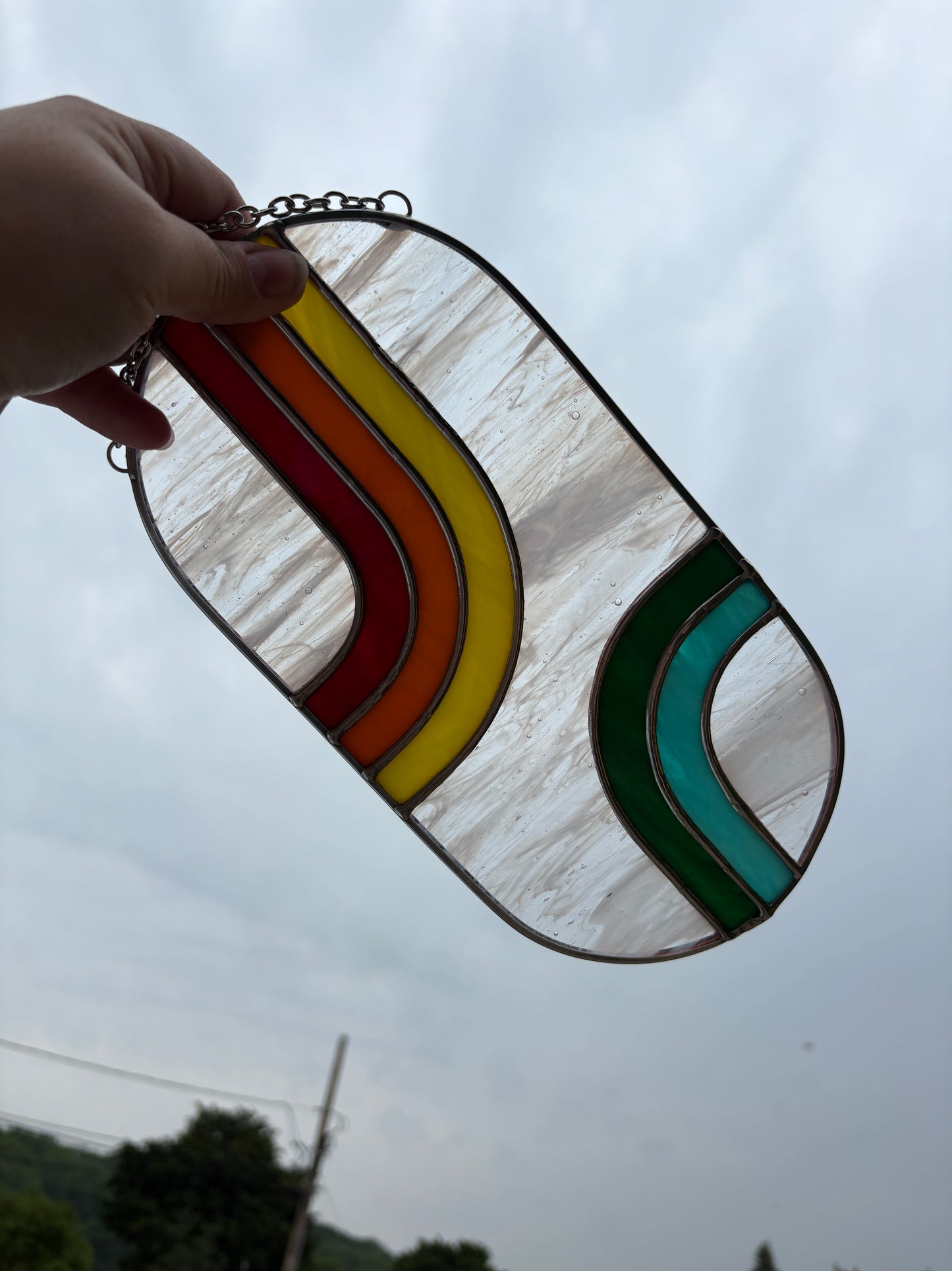 Rainbow Pride Retro Suncatcher Stained Glass