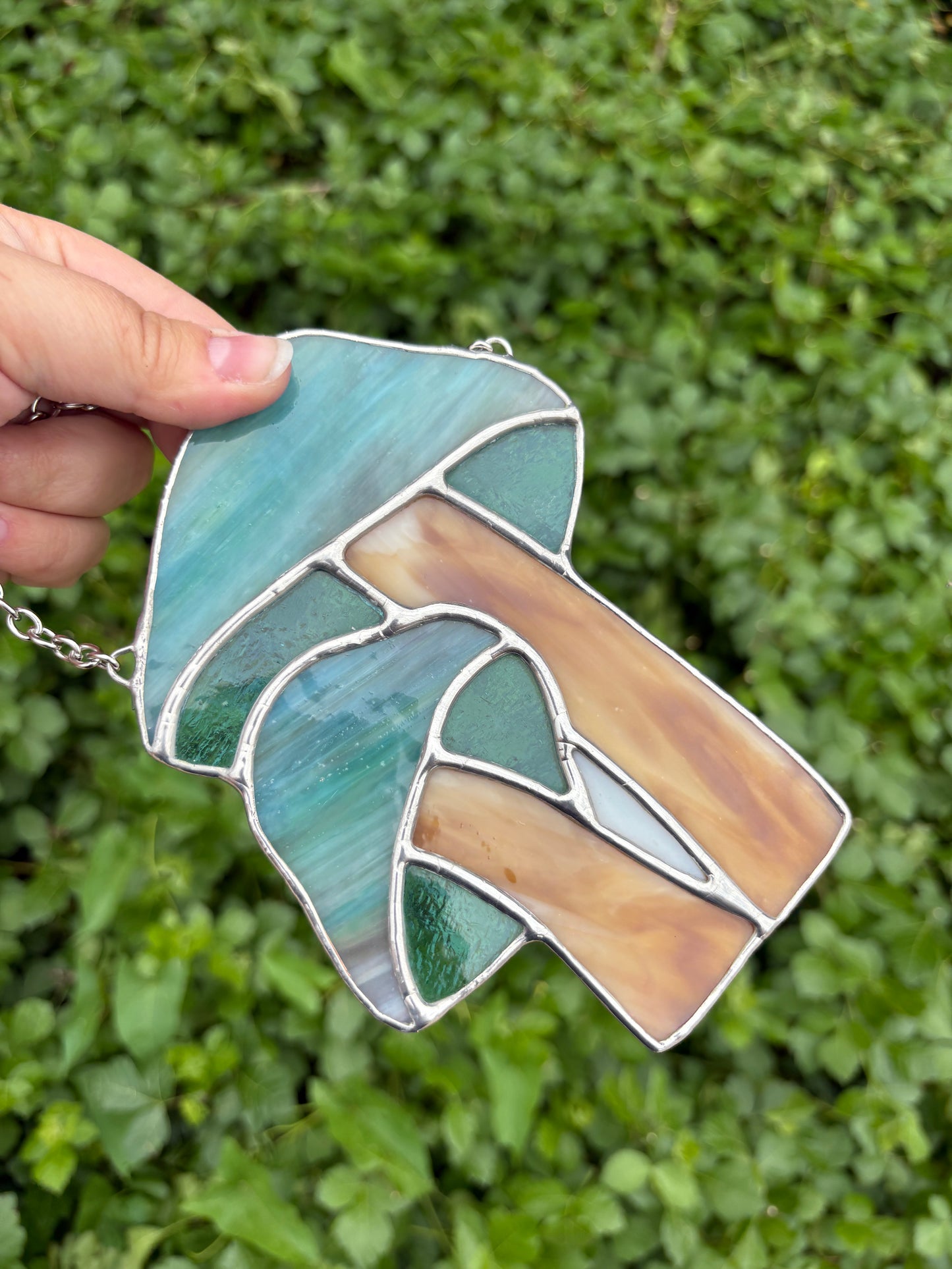 Blue Mushroom Pair Stained Glass
