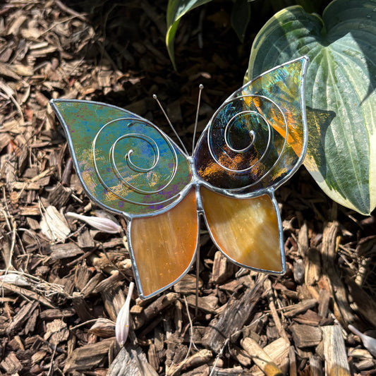 Butterfly Stained Glass Garden Stake