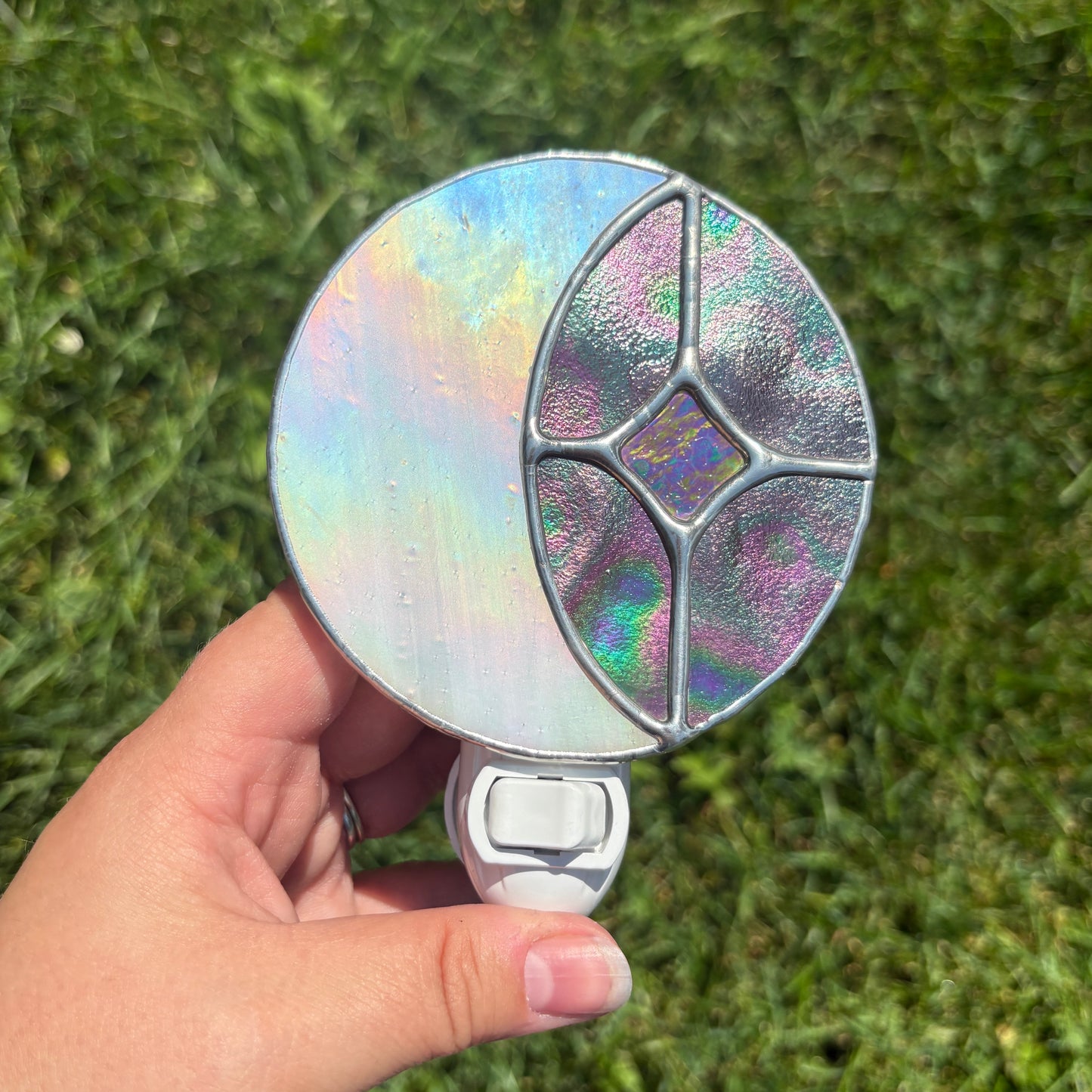 Moon and Star Stained Glass Nightlight