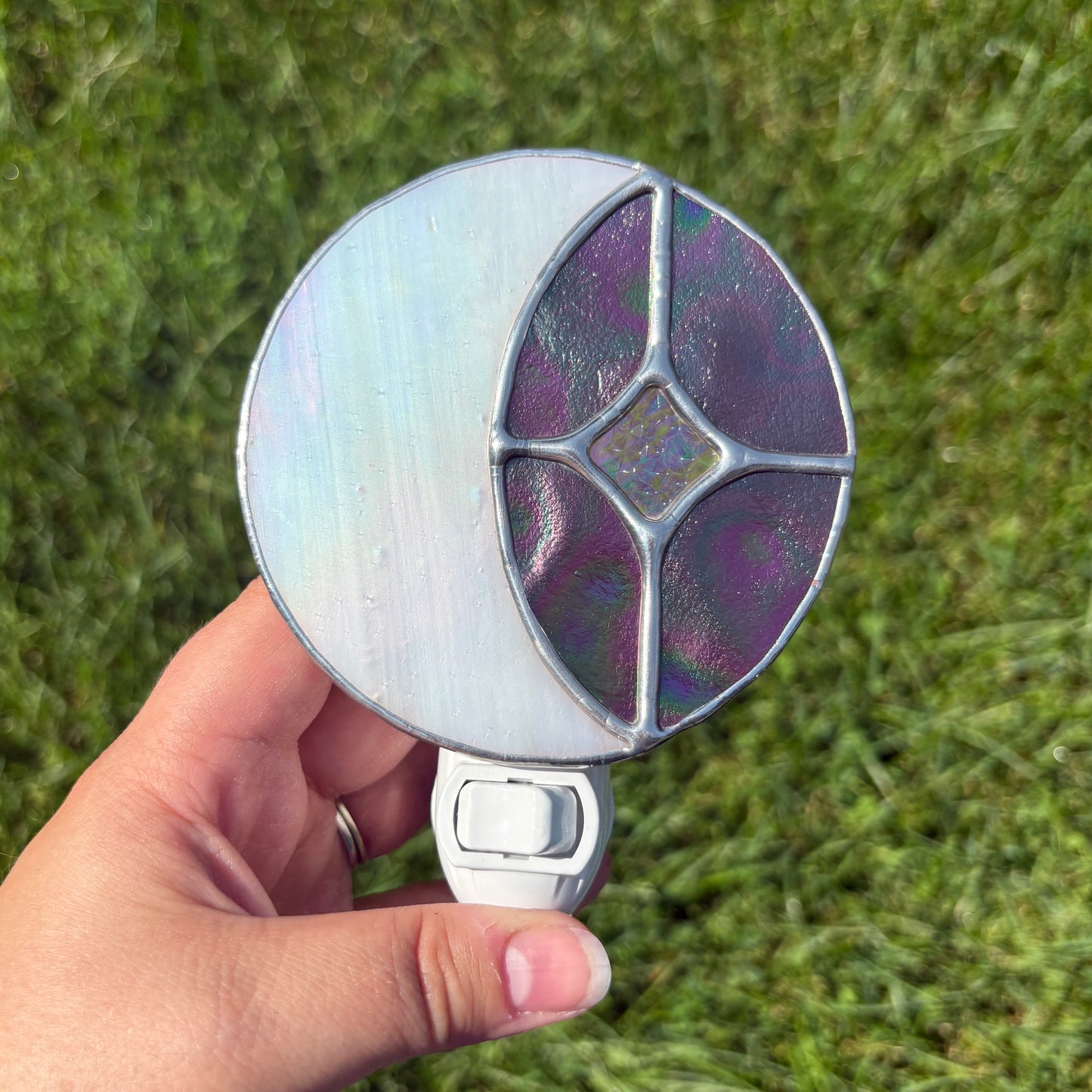 Moon and Star Stained Glass Nightlight