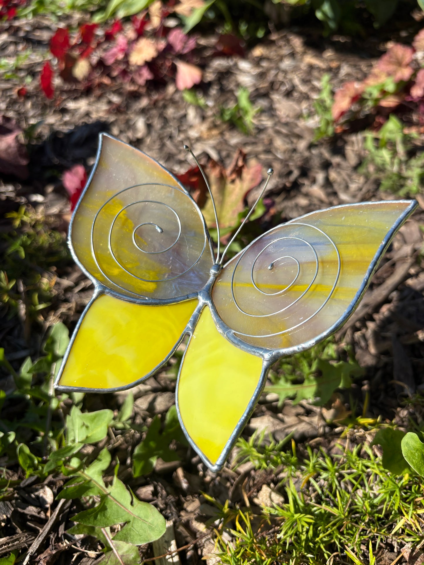Butterfly Stained Glass Garden Stake