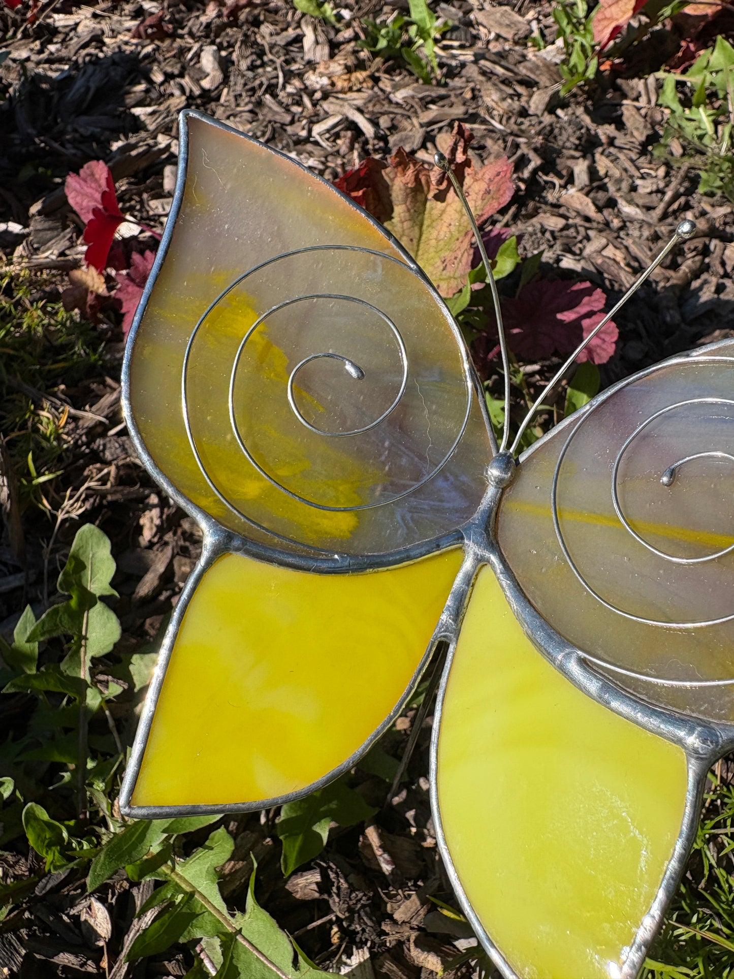 Butterfly Stained Glass Garden Stake