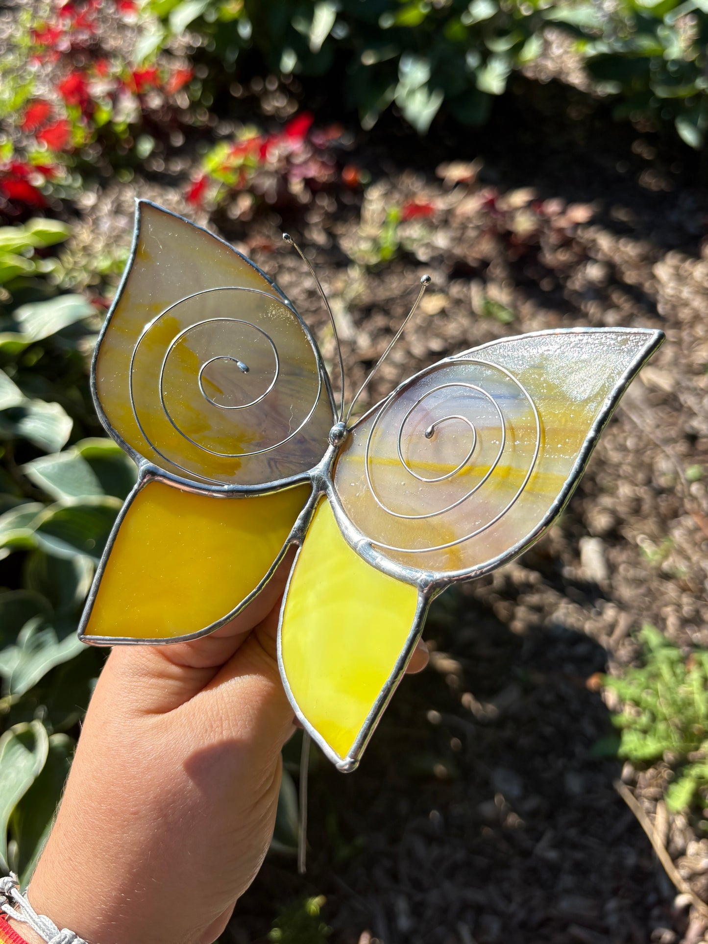 Butterfly Stained Glass Garden Stake
