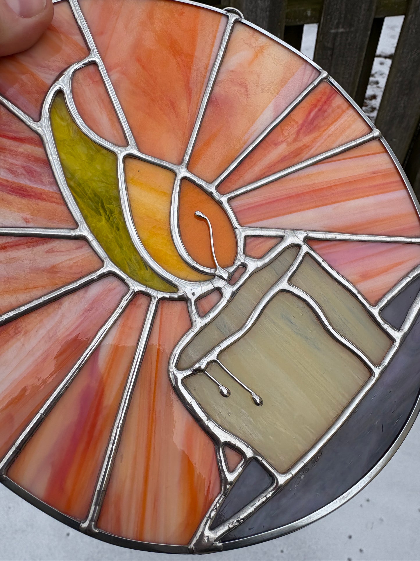 Candle's Glow Stained Glass Suncatcher