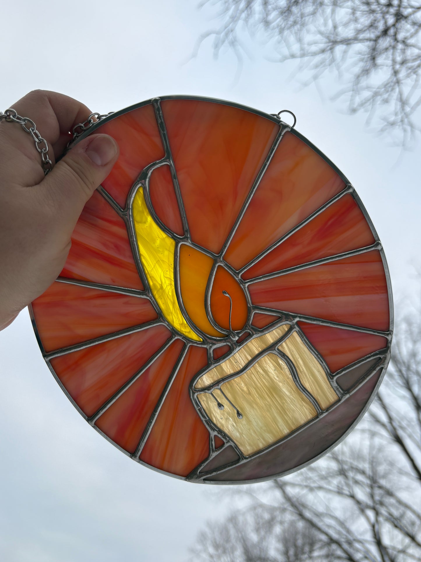 Candle's Glow Stained Glass Suncatcher